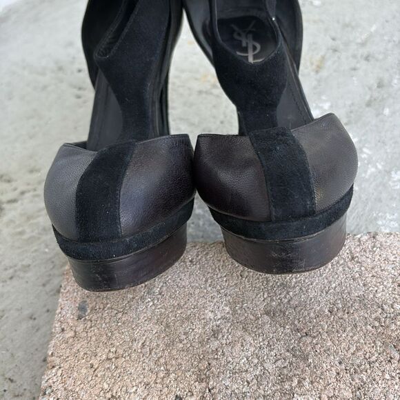Yves Saint Laurent Women's Black Leather T Strap Heels - Picture 4 of 8